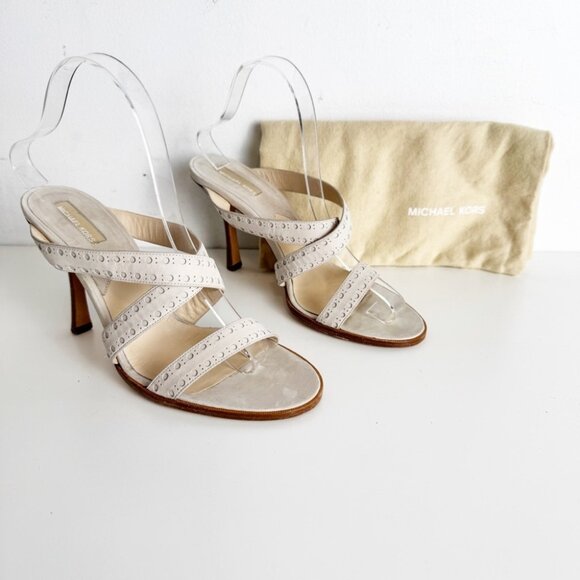 Michael Kors Collection strappy mule heel sandal suede size 8 - Picture 1 of 6